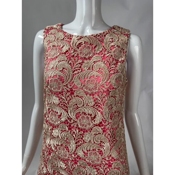 Eliza J Womens Sleeveless Lace Overlay Shift Dress Pink & Ivory Size 6 - Picture 8 of 16